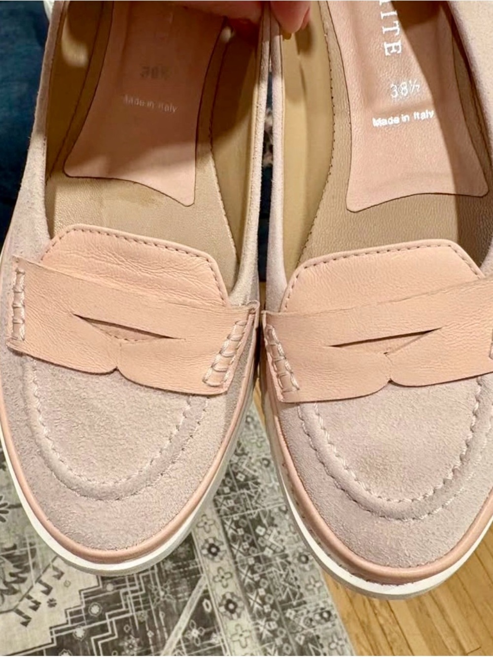 Ron White Blush Suede Penny Loafers